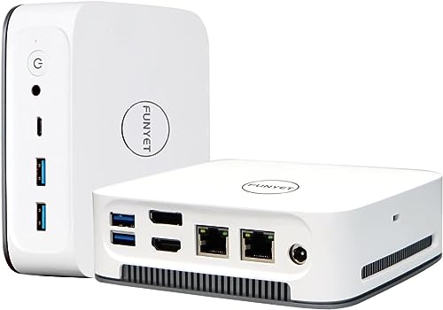 FUNYET Mini PC Win 11 Pro, Alder Lake-N95 (até 3,4 Ghz, 15 W) 16 GB DDR4 RAM 1TB SSD, Desktop Computer 4K, 2 x HDMI/WIFI/BT/RJ45/USB3.2, branco