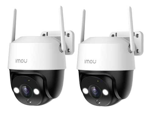Imou 2 K(3 MP) Câmara de vigilância exterior 2 pacotes, 360 ° PTZ, câmara Wi-Fi IP monitorização de segurança, visão noturna de cor 30 m, detecção humana, seguimento automático, sereia, áudio