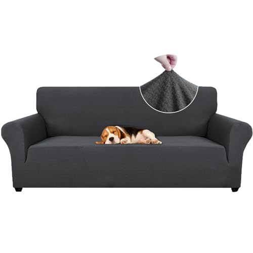 Ystyle Capa para sofá de 3 lugares, capas de sofá ajustáveis com apoios de braços, capa grossa para sofá anti-gatos, cães e animais de estimação, moderna cobertura antimanchas, lavável, cinzento