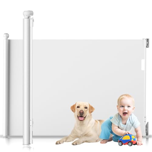 HAPPY FINDING Grelha de proteção para escadas, 180 x 97 cm, extensão porta de segurança para cães e gatos, branco
