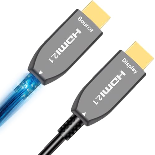 Elfcam -8K Cabo HDMI de fibra ótica 3 M (48 Gb/s, eARC VRR, ultra alta definição, para cinema e jogo, chip alemão Silan + laser V26, fibra resistente a dobrados, compatível com PS5, Xbox, PC e TV 8K