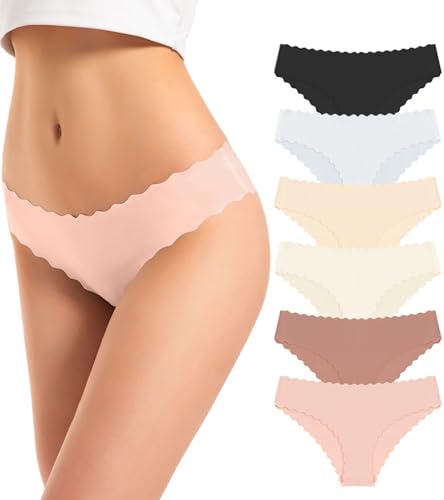 TANSTC Bragas Sin Costuras Mujer Braguitas Ropa Interior Cómoda y Sexy, Media Ropa Interior Cómodas y Suaves 6 PCS