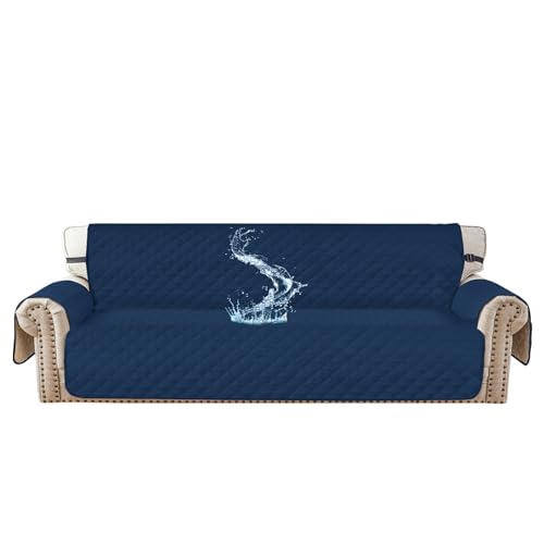 YSTELLAA 100 % capa impermeável sofá 4 lugares, capa sofá anti-gatos e cão animais de estimação verão, sofá cover antiderrapante antimanchas, lavável, azul berlim