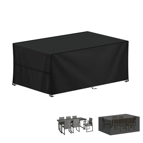 LAMUNI Capa para móveis de exterior, capa de mesa de jardim, impermeável, tecido Oxford 420D, capa protetora para móveis de jardim, anti-UV, capa para mesa de jardim, retangular, 190 x 90 x 80 cm