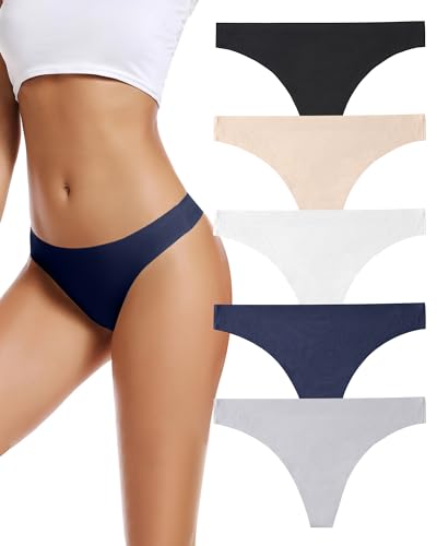 VOENXE Tangas de lingerie, mangas mulher pacote, sem costuras cuecas, roupa interior, para mulheres, mulheres multicoloridas com acabamento fino sem marca, confortáveis, suaves e elásticas Thong
