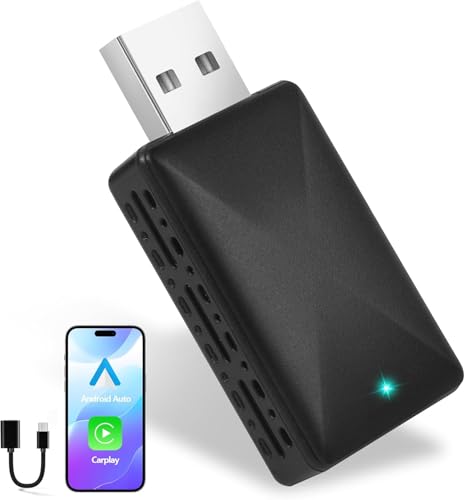 Gaethra Adaptador sem fios para CarPlay e Android Auto, Plug & Play, USB C/USB-A, compatível com iOS 10 / Android 11+, adequado para veículos que funcionam com CarPlay/Android Auto, CZHZ04