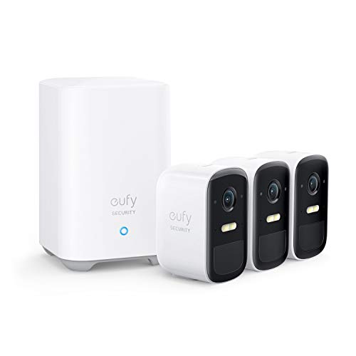 eufy Security eufyCam 2C Câmara de vigilância WiFi exterior, câmara de vigilância exterior, 180 dias de duração da bateria, HD 1080p, nessun custo mensile, conjunto de três câmaras
