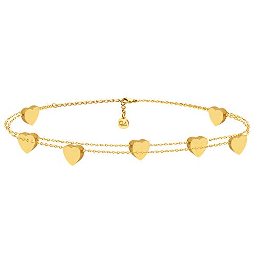 GD GOOD.designs Pulseira coração para senhoras I pulseira dama de honra com corações de filigrana - ajustável I pulseira coração amizade em ouro - prata - ouro rosa