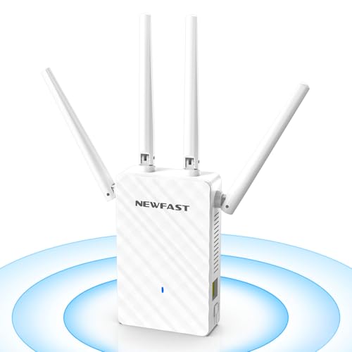 NEWFAST Amplificador de sinal WiFi repetidor WiFi, amplificador de 300 Mbps Wi-Fi de 2,4 GHz, banda extensor WiFi com 4 antenas de alto ganho, porta LAN, WPS, modo repetidor/roteador/Ap