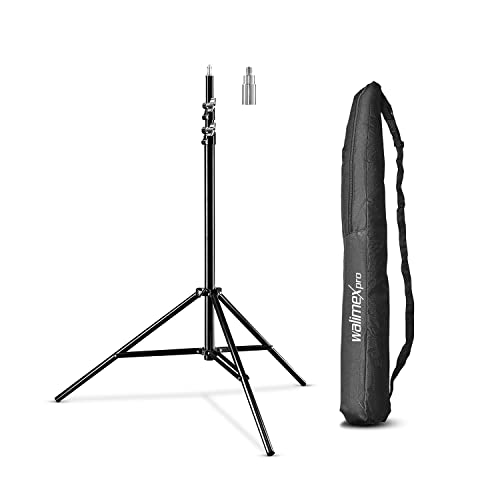 Walimex pro WT-806 Suporte de luz (com amortecimento de mola, alumínio, altura máxima 256 cm, carga de 6 kg, suporte para refletor, flash, softbox de estúdio) com bolsa