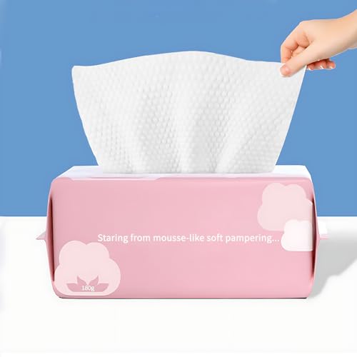 Toalhas descartáveis, 100 toalhetes faciais descartáveis, unidades de limpeza profunda toalhetes secos, adequados para a pele sensível, toalhetes desmaquilhantes