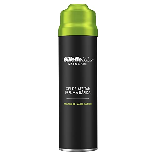 Gillette Labs Gel de barbear com espuma rápida, refresco, acalma e protege contra a irritação da pele durante a lavagem, fácil de enxaguar, 198 ml