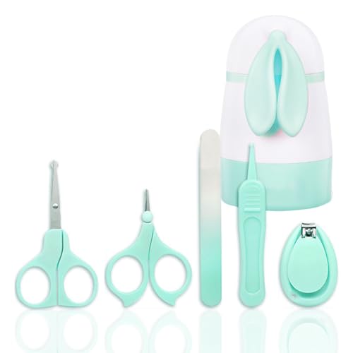 Conjunto de corta-unhas para bebé, Forreen conjunto de medicina para bebé 5 em 1 corta-unhas conjunto com capa bonita coelho, tesouras de ponta redonda, corta-unhas, tesouras, lima de unhas e pinças