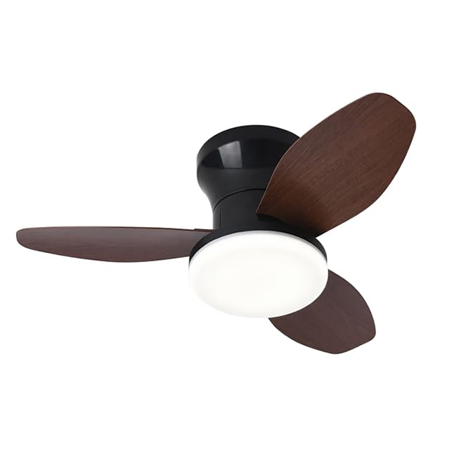 BEL AIR HOME - Ventoinha de teto TAURUS com motor DC e luz LED 24 W, 6 velocidades de ar e 3 temperaturas de luz, controlo remoto incluído, (preto cerejeira)