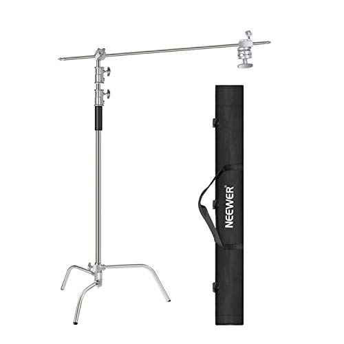 NEEWER Suporte de luz em C 3 m, tripé C Stand e braço extensão de 1,2 m cabeça adere 2 peças e saco, suporte de iluminação para fotografia estúdio Softbox refletor guarda-chuva Monolight (versão