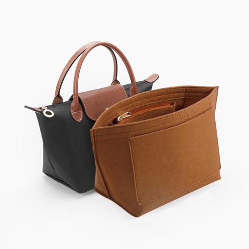 lumanothy Organizador de bolsas Shopper, organizador de bolsas com vários bolsos, feltro Longchamp organizador para Longchamp, pólene, saco de compras, castanho, L