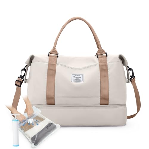 Bolsa de viagem para mulher, mala de desporto, mala de mão para bagagem, bolsa de ginásio impermeável, sacos de fim de semana para mulher, bolsa para hospital, bolsa de natação para praia, O1-bege