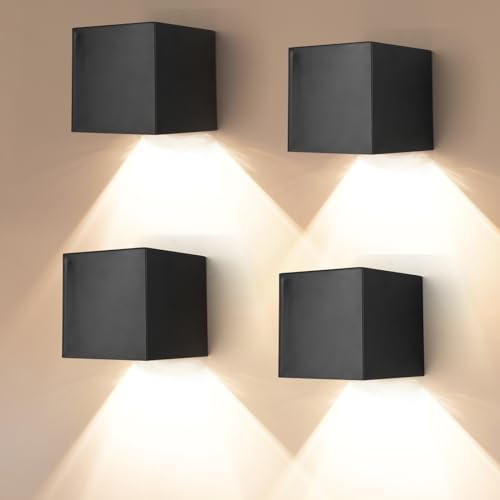 YUNYODA Aplique solar para exteriores, 4 peças luz solar exterior e jardim com 2 modos de iluminação, aplique parede exterior solar impermeável IP65, para parede, pátio, jardim, escadas, cercas