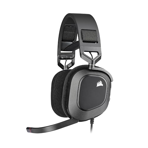Corsair HS80 RGB USB Auriculares premium para jogos com som envolvente 7.1 (microfone omnidirecional, tecnologia SoundID da SonarWorks, controlo de volume no auricular de fácil acesso) preto