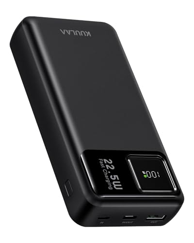 20000 mAh Power Bank 22,5 W bateria externa carregamento rápido USB C In/Output bateria portátil ecrã LED, carregador portátil bateria externa para iPhone 16/15/14/13/12/Samsung, preto