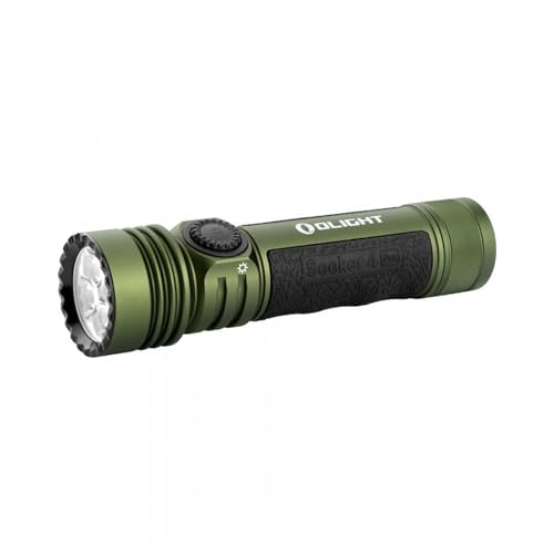 OLIGHT Seeker 4 Pro Lanterna LED 4600LM 260M recarregável com capa de luz com sensor de alta potência IPX8 super potente tático militar lanterna de longo alcance (branco frio, verde)