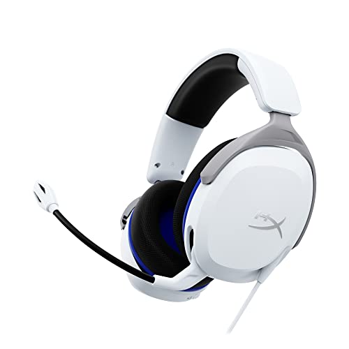 HyperX Cloud Stinger 2 Core, capacetes gaming para Playstation, drivers de 40 mm e áudio envolvente, 3,5 mm, microfone dobrável com cancelamento de ruído - branco
