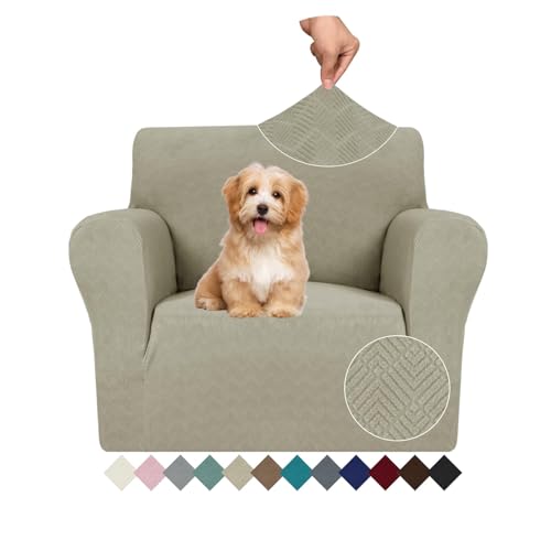 Ystyle Capa para sofá de 1 lugar ajustável, capas elásticas para poltronas, capa de sofá anti-gatos cães, sofá cover com apoios de braços, jacquard capas sofá antiderrapante lavável, caqui