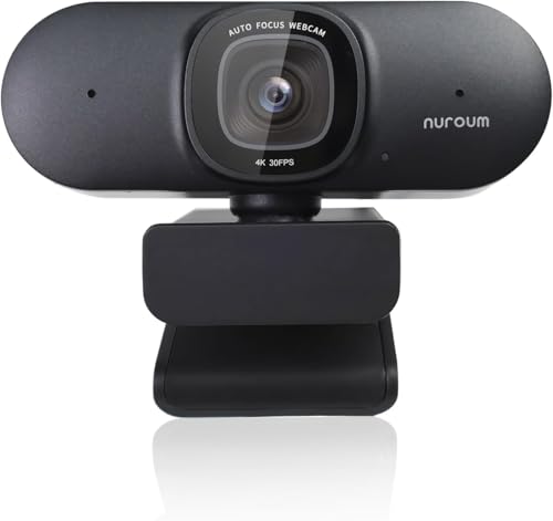 Nuroum V32-AF Webcam 4K CMOS com dois microfones, 1080 p 60 fps com cancelamento de ruído, 90 ° grande angular, automático, câmara web USB Plug&Play para conferência/videochamada/Windows/Mac