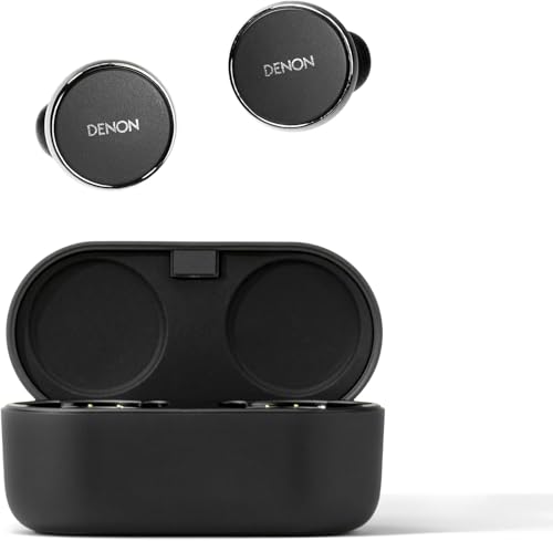 DENON PerL Pro True Wireless Earbuds, perfil de som personalizado, auriculares com cancelamento de ruído, auriculares resistentes à água, com microfones integrados e bateria de longa duração