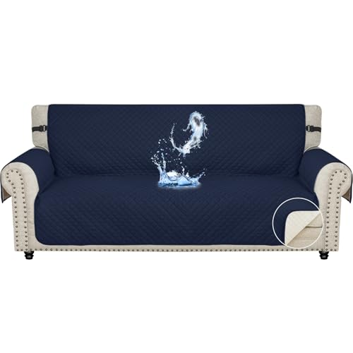 Ystyle Capa de cobertura para sofá de 3 lugares, impermeável capas para sofá, verão, protetor sofá para gatos riscos e cães de estimação, capas para sofá antiderrapante, antimanchas, lavável, azul