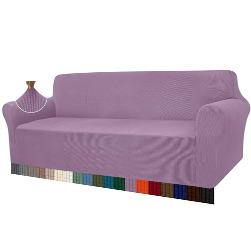 Granbest Capa de sofá de alta elasticidade, moderna, de tecido jacquard elástico, para sala de estar, proteção para casas com cães e animais de estimação, 4 lugares, lilás