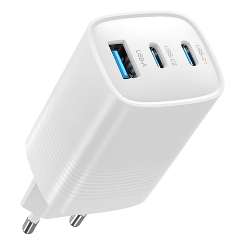 Carregador rápido de 67 W USB, carregador rápido de 3 portas (GAN PPS), carregador para MacBook Pro/Air, DELL XPS 13, Lenovo e ASUS, iPad Pro, iPhone 16/15/14/13/12, Samsung Galaxy S244 /S23, Google