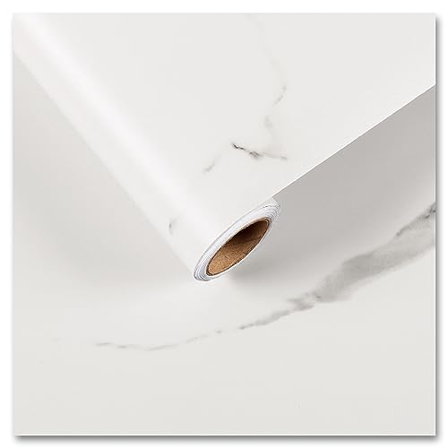CRE8TIVE Vinil mármore branco 30 cm x 900 cm grosso papel de parede parede parede mate vinil autocolante móveis impermeável efeito mármore branco moderno papel autocolante para móveis bancada casa de