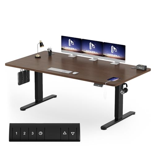 Homall 200 x 80 cm mesa ajustável em altura, mesa de pé com placa de quatro peças, mesa computador com função de memória