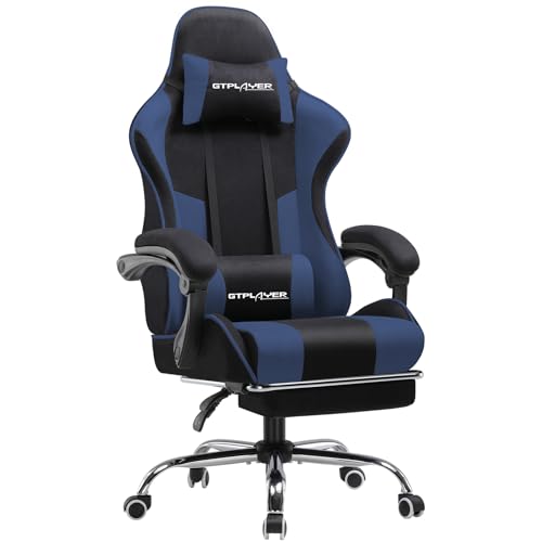 GTPLAYER Cadeira de jogos com massajador ergonómico cadeira Gamer com apoio para os pés encosto de cabeça, cadeira de escritório ergonómica, suporte lombar, cadeira conjunto ajustável em altura