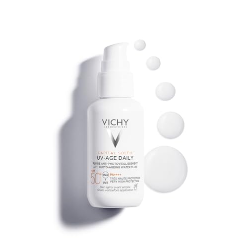Vichy Líquido protetor UV-era de uso diário, combate ao envelhecimento, previne rugas e manchas, proteção de fotografia SPF50 contra raios UVB e UVA, capital solar, 40 ml
