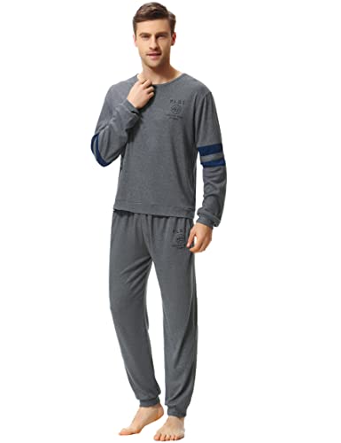 Sumeyuyu Pijama de inverno para homens, algodão de duas peças pijama de inverno manga comprida com bolso fato de família