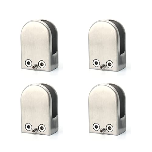 Suporte para vidro de aço inoxidável 304 - grampo de boca de peixe sem brocas para corrimãos de escadas, fixação invisível para painéis de vidro (4 unidades) (L: (10-12 mm))