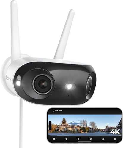Reolink Elite WiFi, 4K Câmara de vigilância WiFi exterior com lente dupla, vista panorâmica de 180°, detecção inteligente, trajetória, foco de visão noturna, gravação 24/7, alimentação tomada