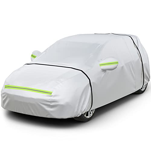 Favoto Capa de proteção automóvel impermeável, em Oxford e algodão com fecho de correr, anti-UV, respirável, ideal para exteriores, resistente ao pó, chuva, neve, riscos e possíveis danos