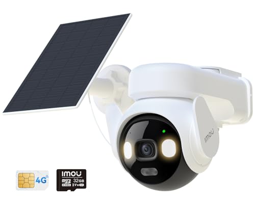 Imou 5MP Câmara de vigilância 4G Wi-Fi duplo, gravação 24/7 AOV, câmara exterior solar sem cabo com bateria de 10000 mAh, detecção humana, visão noturna cor, modo privado, inclui sim e 32 GB tartar