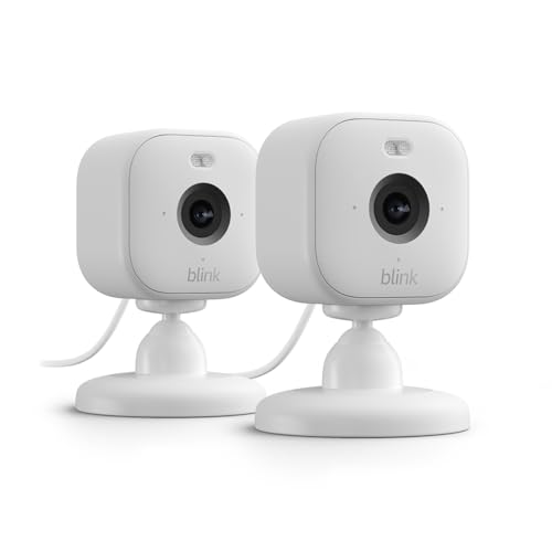 Blink Mini 2 | Cámara de vigilancia interior compacta, HD con enchufe, visión nocturna en color, foco integrado, audio bidireccional, detección de movimiento, compatible con Alexa | 2 cámaras (blanco)
