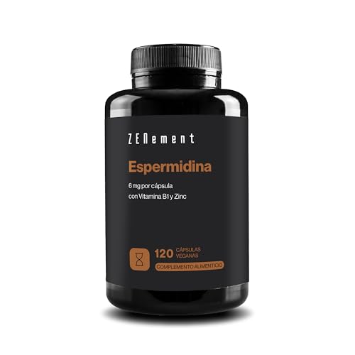 Espermidina 6 mg por cápsula com vitamina B1 e zinco, alta dose, 120 cápsulas veganas, extrato 100% natural de germe de trigo - sem aditivos, sem OGM, Zenement