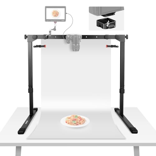 NEEWER ST200 - Suporte para câmara de fotos de cima a baixo com placa de libertação rápida Arca tipo QR de 1 segundo, suporte de mesa robusto para vários dispositivos para cozinhar, largura de