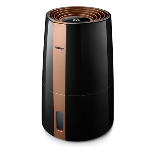 Philips Série 3000 Humidificador, tecnologia de higiene NanoCloud, modo noturno, modo automático, depósito de água de 3L, até 45 m², preto (HU3918/10)