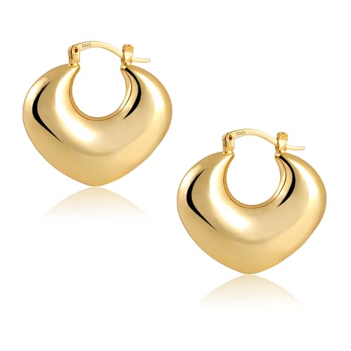 ASH'S CHOICE Brincos mulher prateada, brincos aros pequenos de prata 925 para mulher, banhado a 14 K brincos dourados mulher de aro pequenos, minimalistas brincos de argola prata mulher