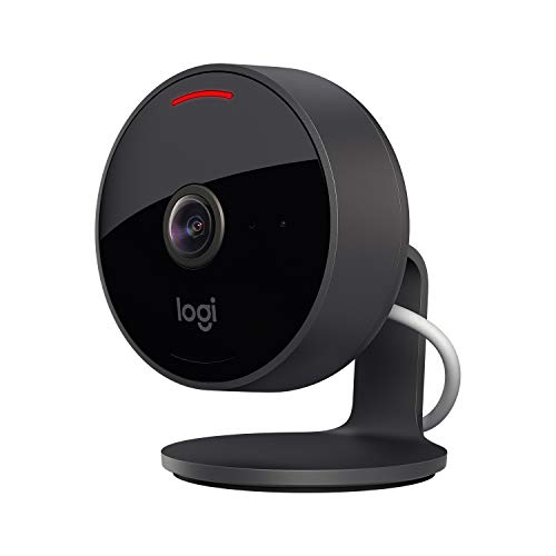 Logitech Circle View Câmara de segurança doméstica com cabo resistente às intempéries, angular de 180°, HD 1080p, visão noturna, áudio bidirecional, com criptografia e Apple HomeKit Secure Video -