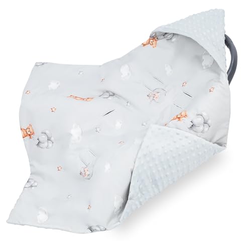 Cobertor de transporte saco para cadeira de carro passeio alcofa e carro todo o ano 90 x 90 cm - universal arrullo cobertor carrinho para meninos e meninas lavável e respirável Minky ursos de peluche