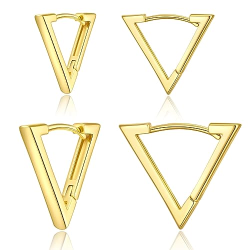 Pequenos brincos de argola grossos banhados a ouro de 14 quilates brincos Huggie delicados cartilagem brincos de argola para mulheres, banhado a ouro de 14 quilates