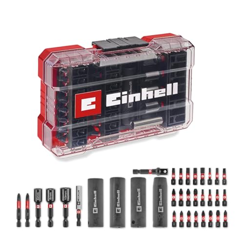 Einhell M-CASE Conjunto de 35 brocas de impacto e chaves de copo (pontas de 25 mm, pontas de 50 mm, chaves hexagonais, tomadas longas, adaptador de tomada, suporte de brocas de 60 mm, inclui caixa